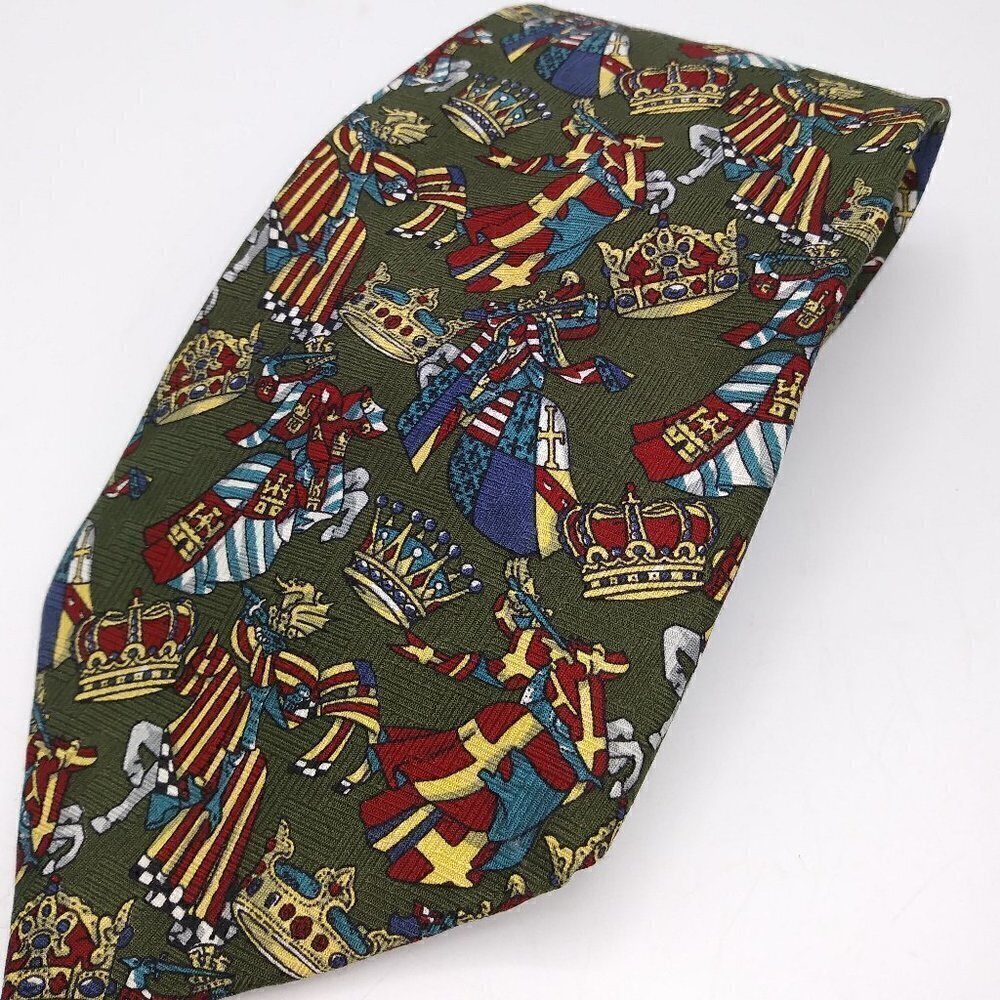 Tommy Hilfiger Tie - Men's - 100% Silk - Knights & Crowns - 59"L